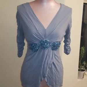 Beautiful Sage Green Top with Flowers